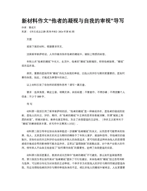 新材料作文“他者的凝视与自我的审视”导写