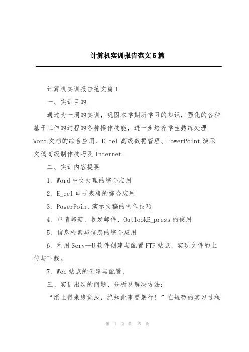 计算机实训报告范文5篇