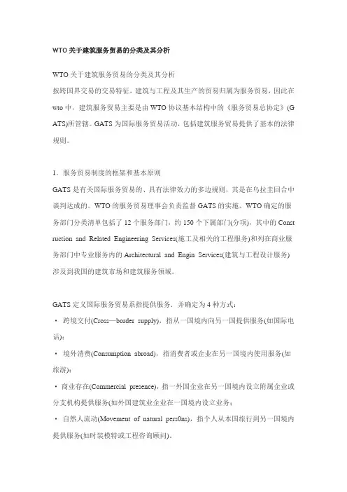 WTO关于建筑服务贸易的分类及其分析