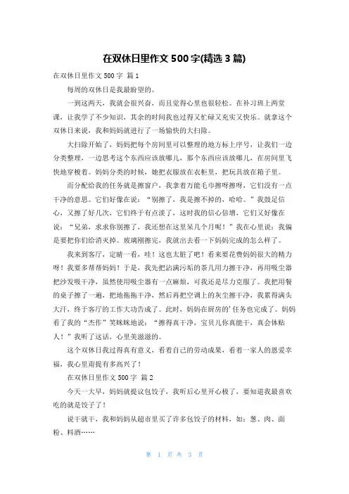 在双休日里作文500字(精选3篇)