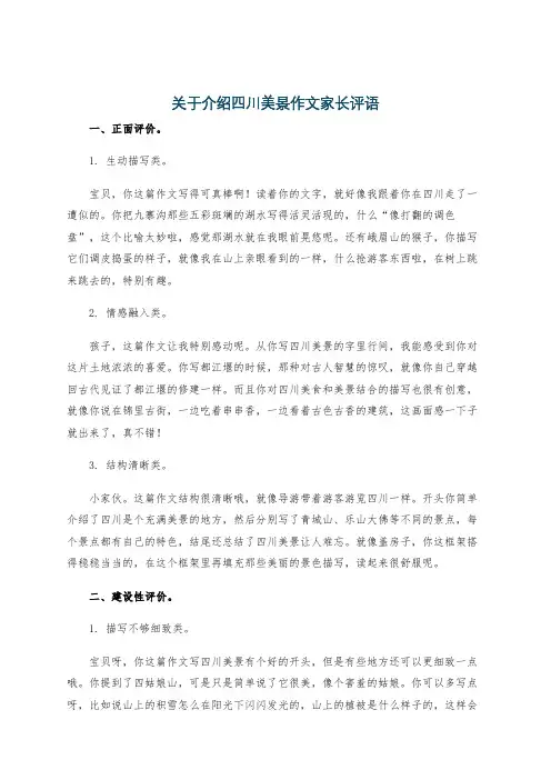 关于介绍四川美景作文家长评语