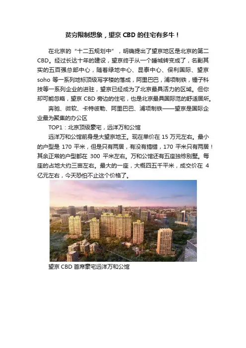 贫穷限制想象，望京CBD的住宅有多牛！