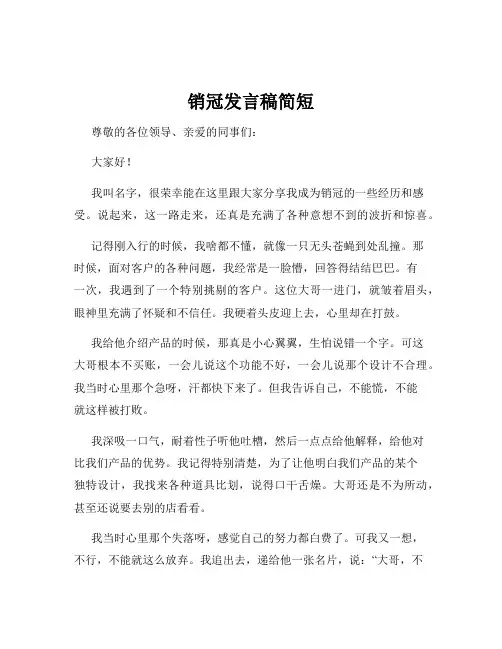 销冠发言稿简短