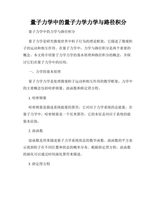 量子力学中的量子力学力学与路径积分