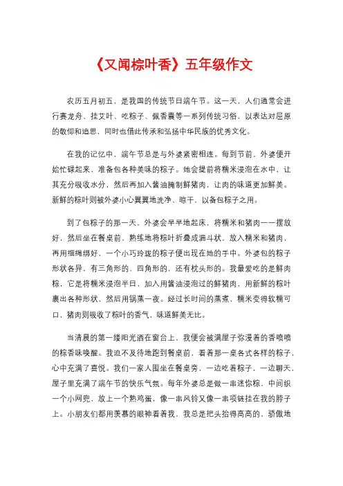 《又闻棕叶香》五年级作文