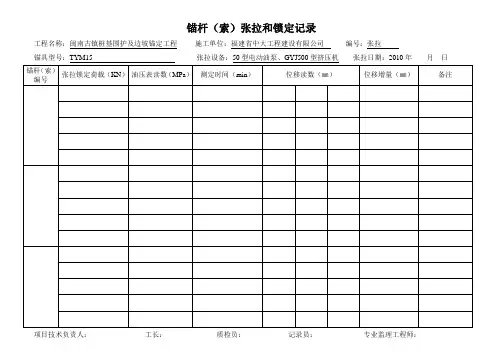 锚杆(索)张拉和锁定记录.概要