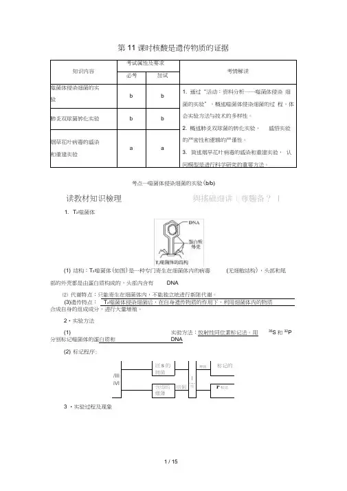 高中生物第三章遗传的分子基础第11课时核酸是遗传物质的证据同步备课教学案浙科版必修