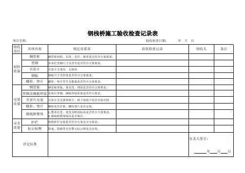 钢栈桥验收检查记录表