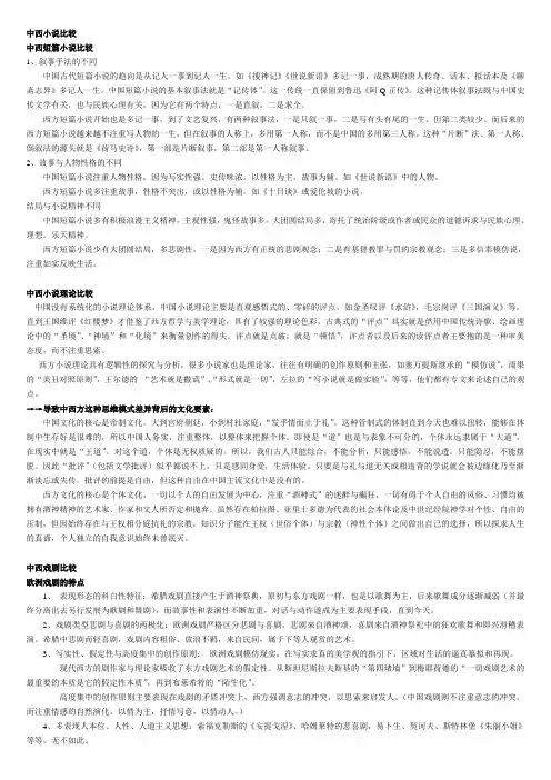 中西小说比较