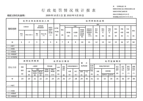 行政处罚情况统计报表表
