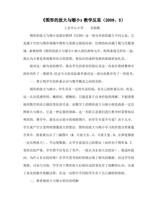 图形的放大与缩小教案   反思