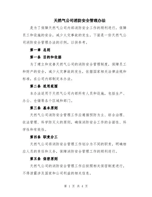 天然气公司消防安全管理办法