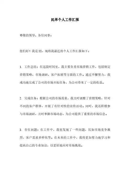 民革个人工作汇报