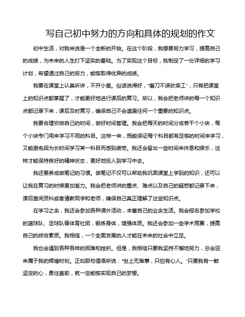 写自己初中努力的方向和具体的规划的作文