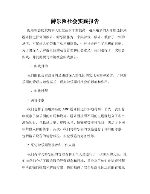游乐园社会实践报告