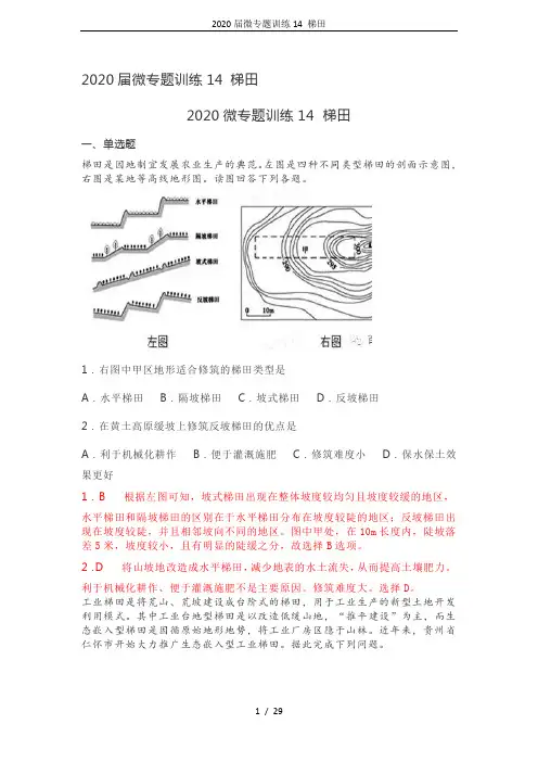 2020届微专题训练14 梯田