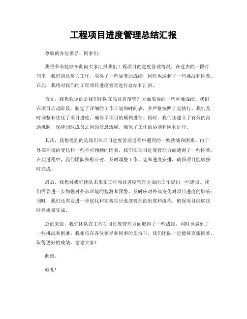 工程项目进度管理总结汇报