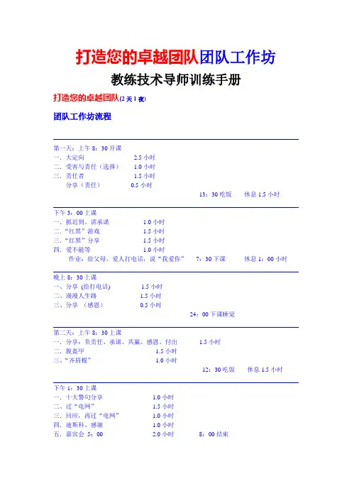 教练技术--打造您的卓越团队团队工作坊
