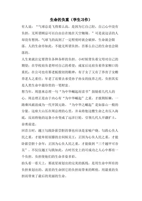 生命的负重(学生习作)