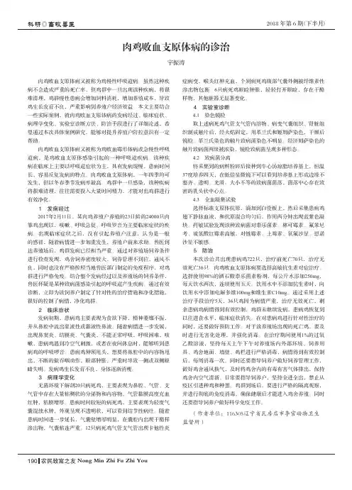 肉鸡败血支原体病的诊治