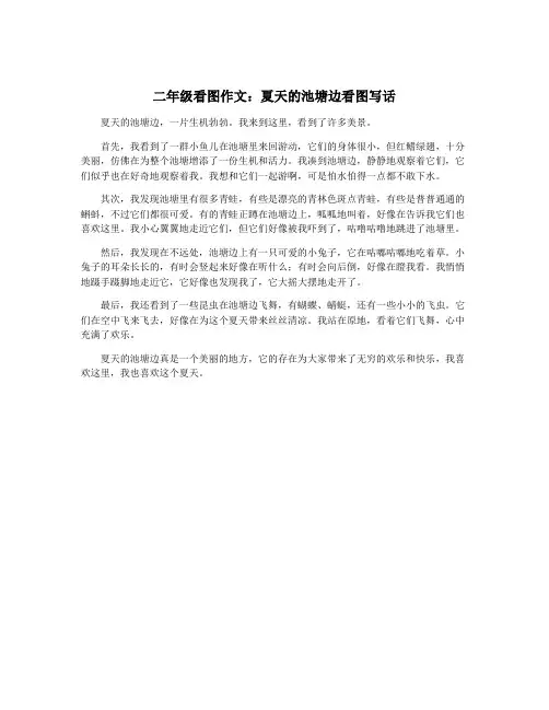 二年级看图作文：夏天的池塘边看图写话