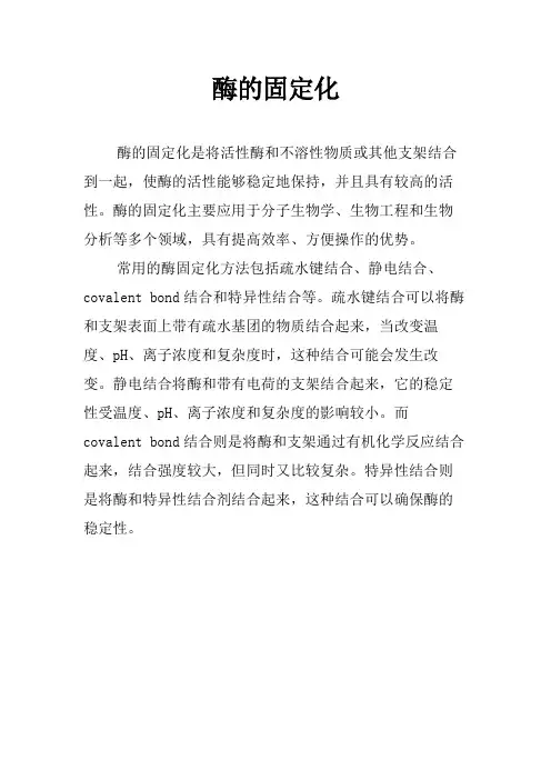 酶的固定化