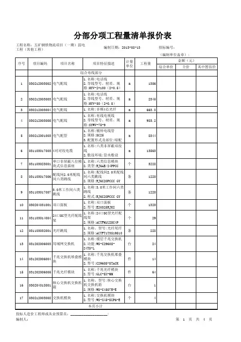 ②、〖清单〗分部分项工程量清单报价表