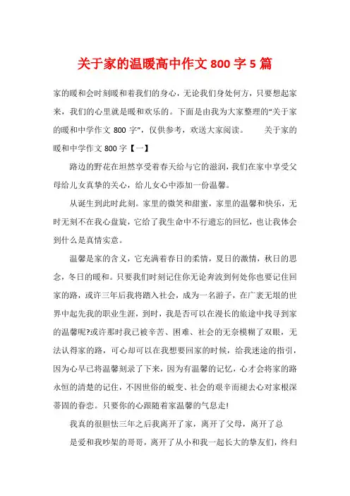 关于家的温暖高中作文800字5篇