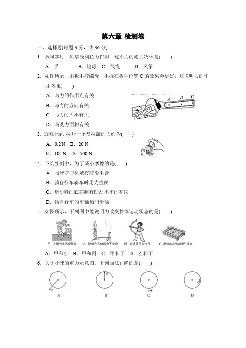 2020年沪科版八年级物理全册第六章《熟悉而陌生的力》单元检测卷(含答案)