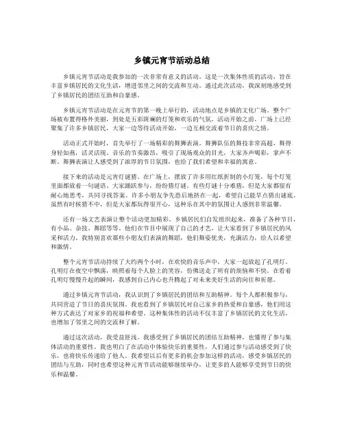 乡镇元宵节活动总结