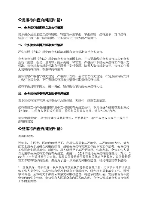 公务接待自查自纠报告(合集8篇)