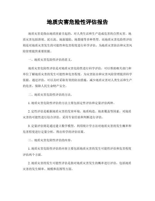 地质灾害危险性评估报告
