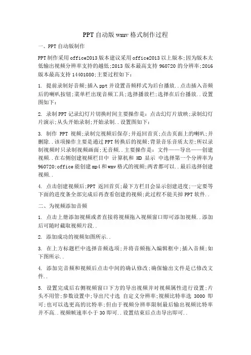 PPT自动版转为视频wmv格式制作过程
