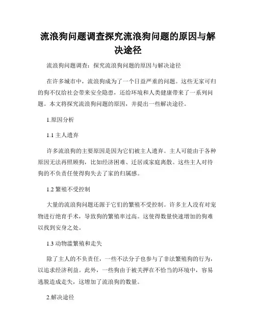 流浪狗问题调查探究流浪狗问题的原因与解决途径