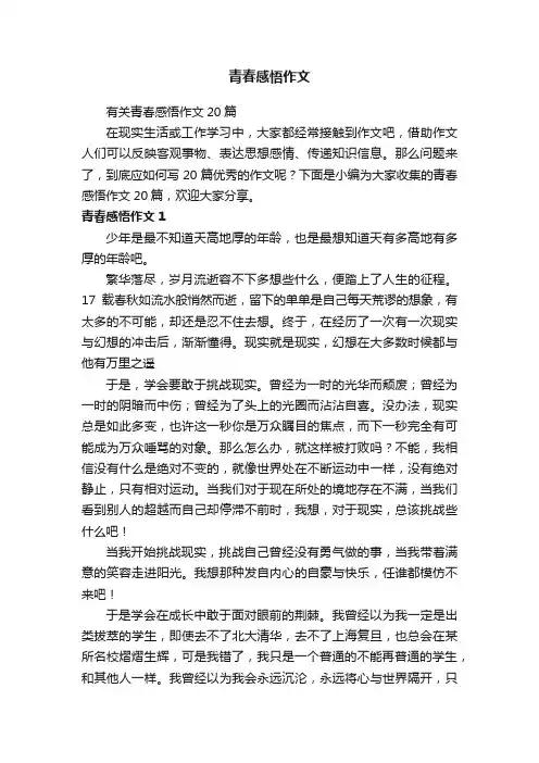 有关青春感悟作文4篇