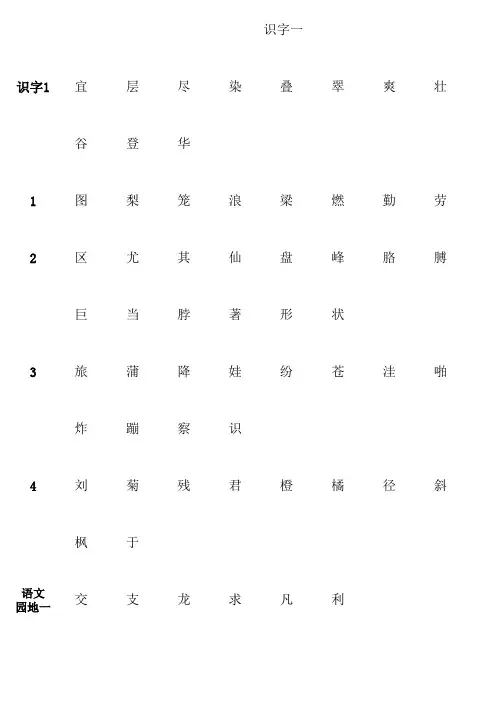 人教版语文二年级上册会认字大全