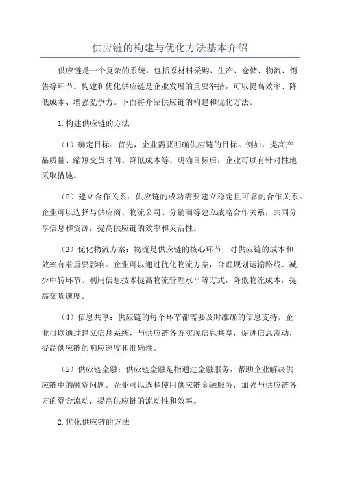 供应链的构建与优化方法基本介绍
