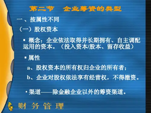 财务管理第四章 第二节  筹资的类型