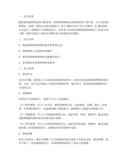 修剪的实习报告