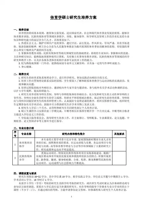 体育学硕士研究生培养方案