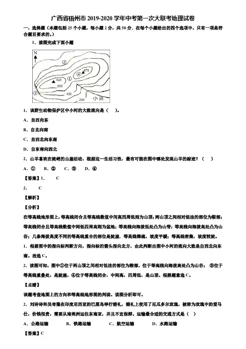 广西省梧州市2019-2020学年中考第一次大联考地理试卷含解析