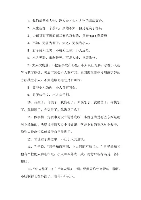 形容小人的句子精选