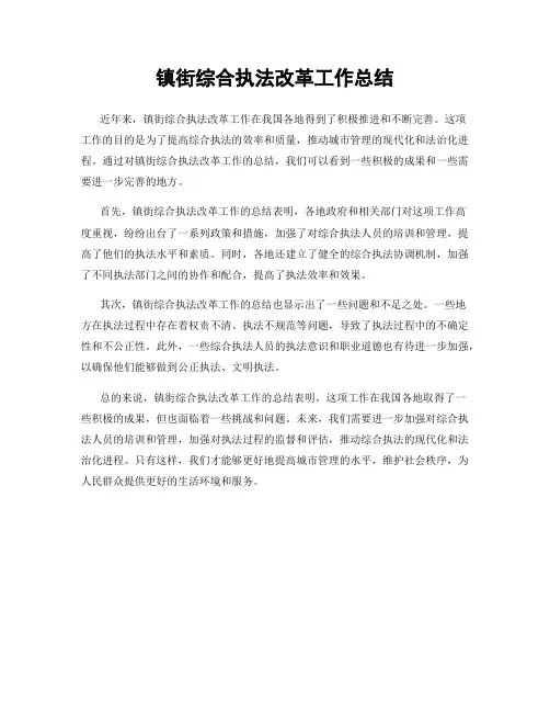 镇街综合执法改革工作总结