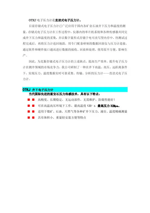 井下压力计