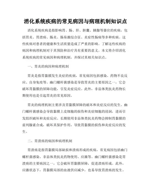 消化系统疾病的常见病因与病理机制知识点