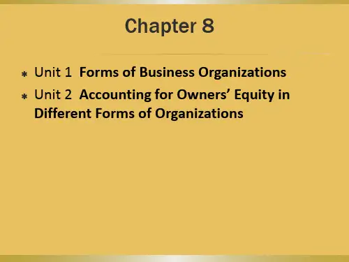 大学课程《会计英语》PPT课件：Chapter 8 Unit 1
