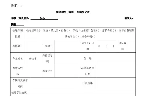 接送学生(幼儿)车辆登记表