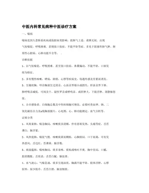 常见病中医优势病种中医诊疗方案
