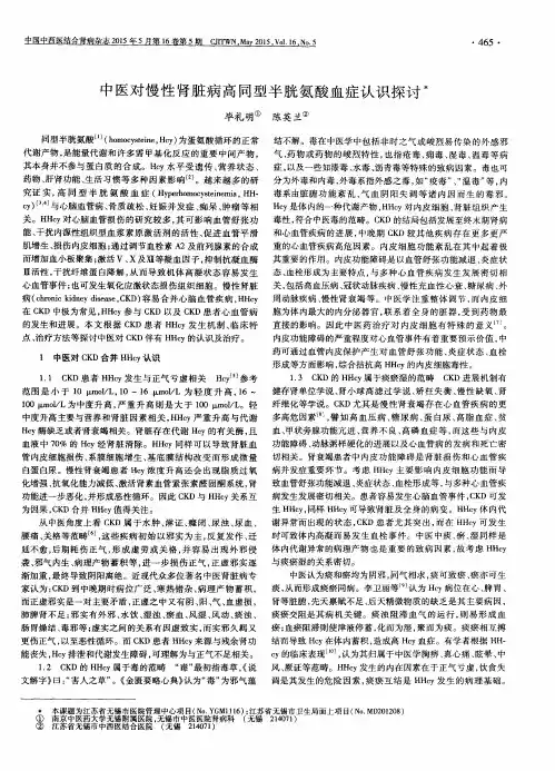 中医对慢性肾脏病高同型半胱氨酸血症认识探讨