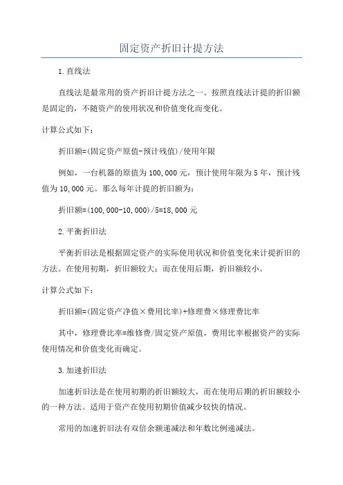 固定资产折旧计提方法